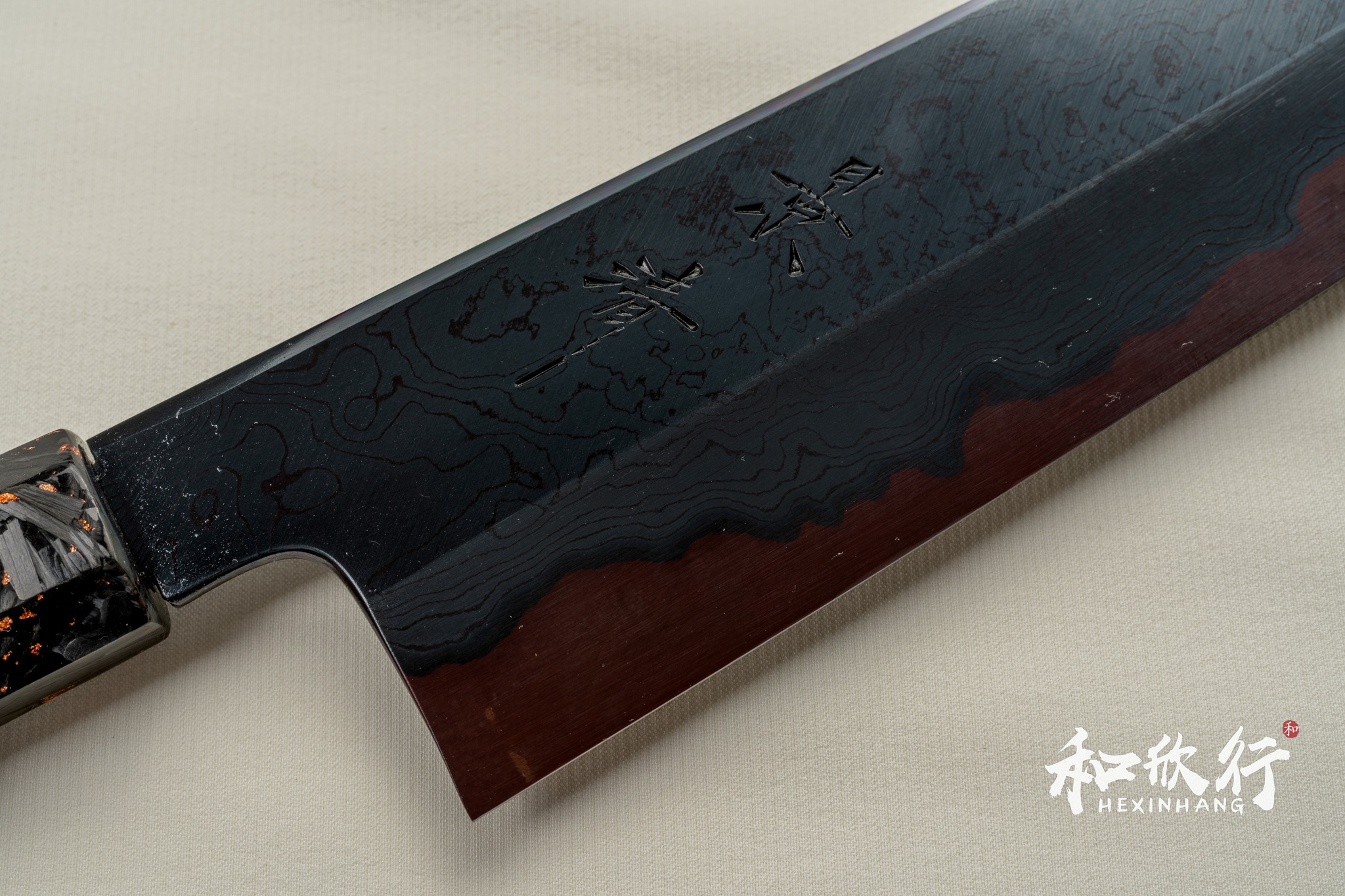 馬場刃物景清Baba-Hamono Kagekiyo 褐返青一鋼墨流和牛刀240MM